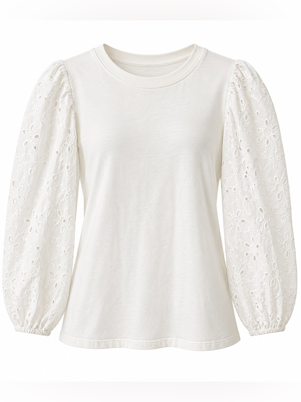 🤍 A New Day White Eyelet Puff Sleeve Top Size M Cottagecore Blouse